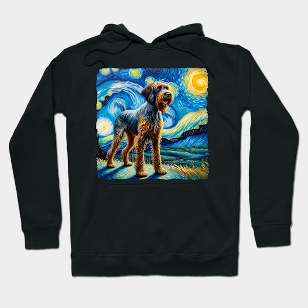 Starry Wirehaired Pointing Griffon Dog Portrait - Pet Portrait Hoodie by starry_night